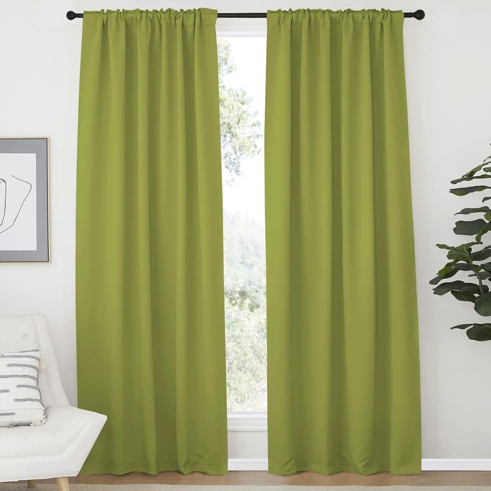 NICETOWN Grass Green Blackout Curtains 52x95 Set of 2 Window Panels 84"